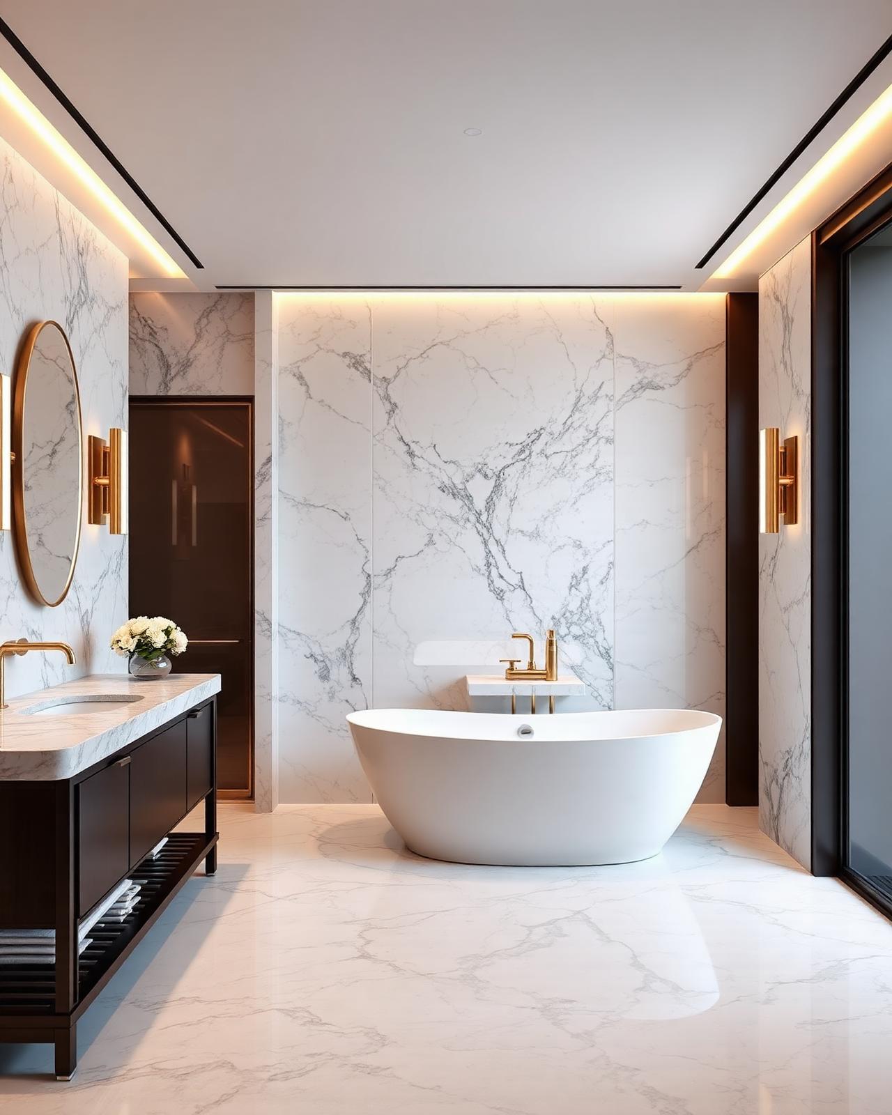 Marble master bath, Kozhikode